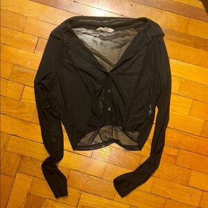 Glassons Black Sheer Button-Up Top